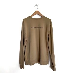 Jupmode | Tan Embroidered "Midwest Honey" Crewneck Sweatshirt - Women's Medium